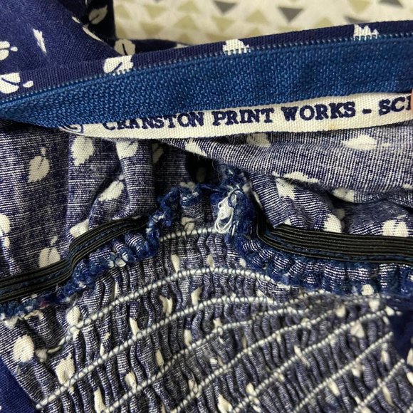 CRANSTON PRINT WORKS Blue & White Fit And Flare Leaf Print Dress - Picture 8 of 13